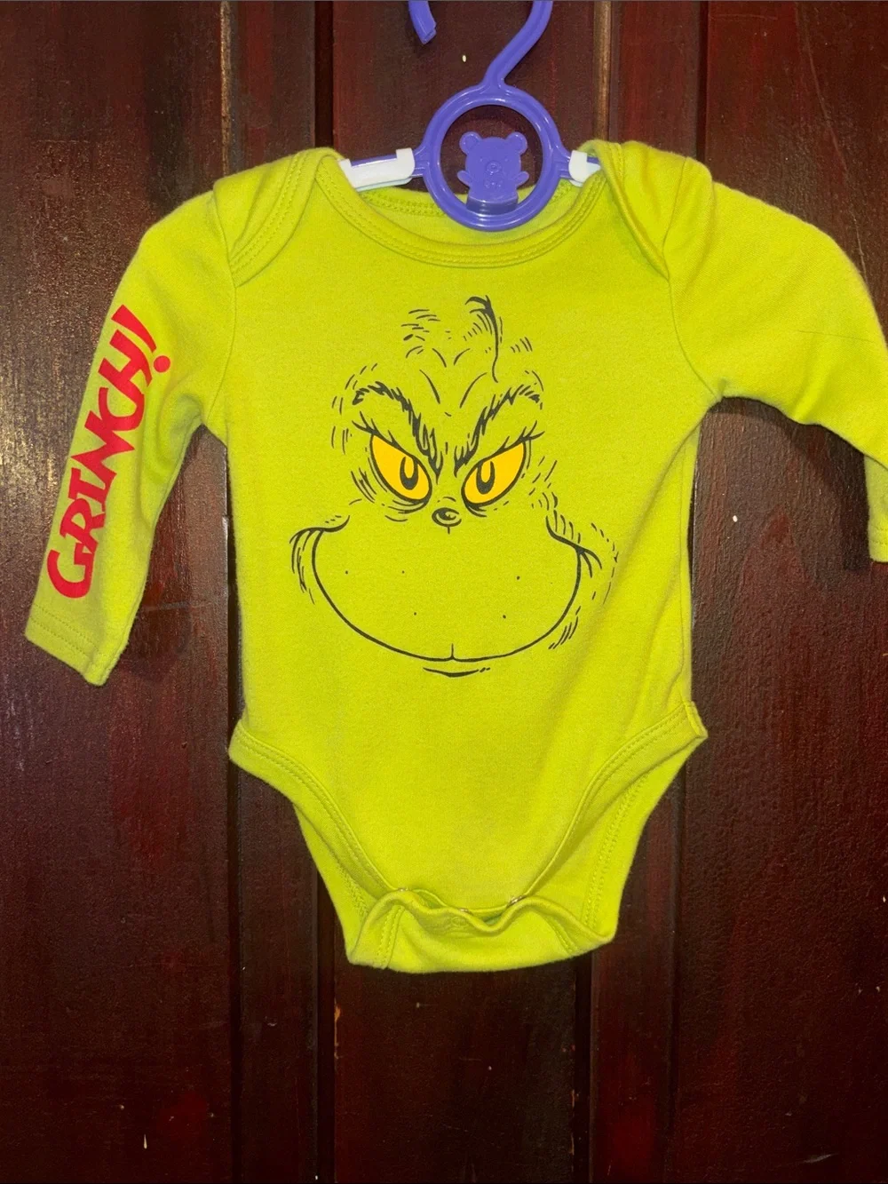 Grinch Long-Sleeve Baby Bodysuit in Lime Green - Licensed Character